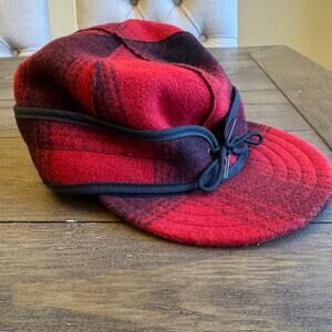 Stormy Kromer Original Winter Cap 1903 Red Black Elmer Fud Size 7 1/8 Hunt Ranch